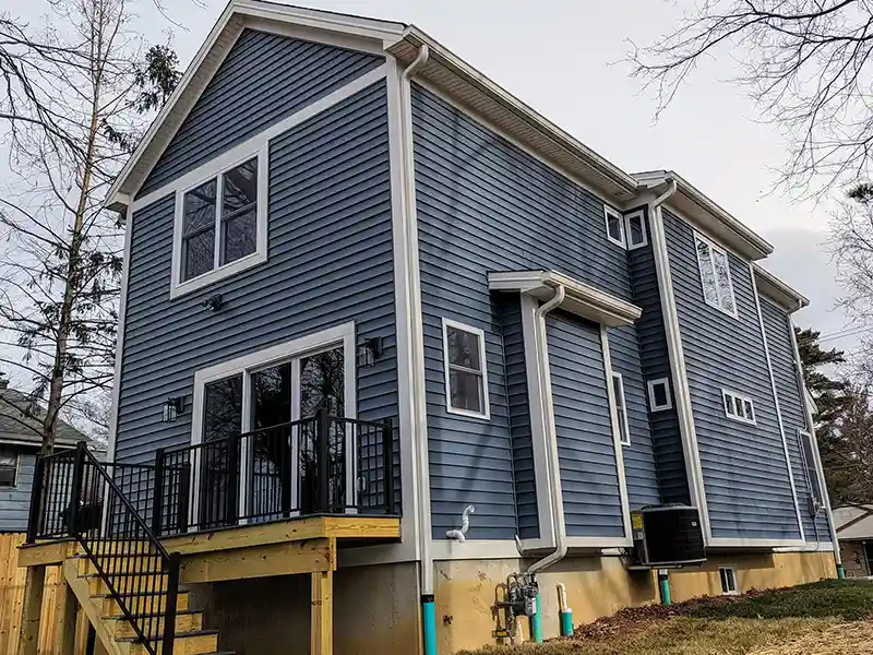 New blue siding on a home